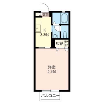 リザイア(1K/2階)の間取り写真