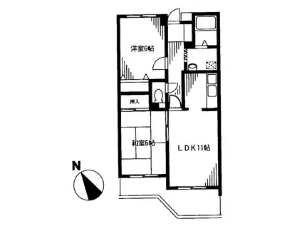 エクセレントビュー第3(2LDK/1階)の間取り写真