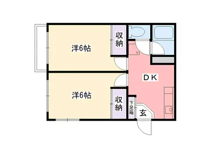 サザンマリーナハイツ(2DK/1階)の間取り写真