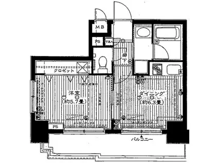 ネオマイム三田(1DK/7階)の間取り写真
