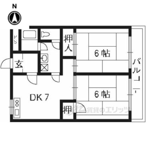 アベニュー中路(2DK/3階)の間取り写真