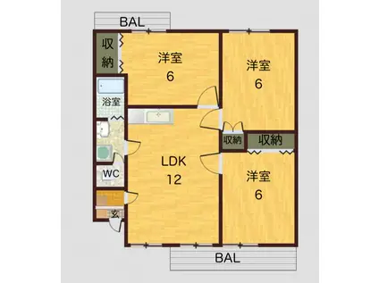 ハイツ21(3LDK/3階)の間取り写真
