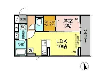 エル・ソル大和(1LDK/3階)の間取り写真