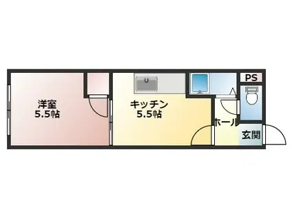 TINYSQUARE II(1DK/3階)の間取り写真