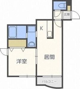 ミレニアムノース(1LDK/3階)の間取り写真