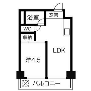 向陽ビル(1LDK/2階)の間取り写真