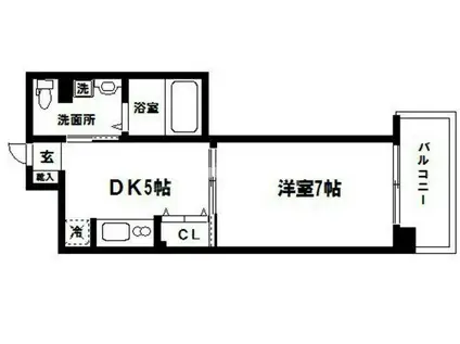 グランマーレ天満橋(1DK/12階)の間取り写真