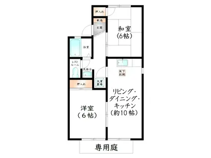 セジュール須恵(2LDK/1階)の間取り写真