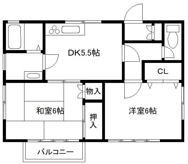 メゾン八城(2DK/2階)の間取り写真