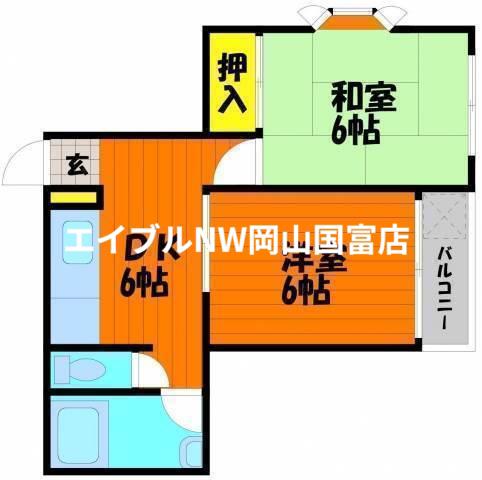 コーポ門田屋敷(2DK/2階)の間取り写真