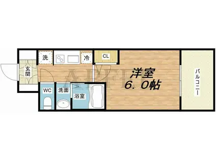 エステムコート大阪ウエストII(1K/6階)の間取り写真