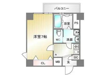 キューブコート(1K/2階)の間取り写真