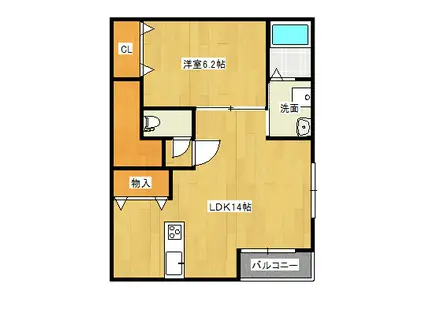 シャテーニュII(1LDK/3階)の間取り写真