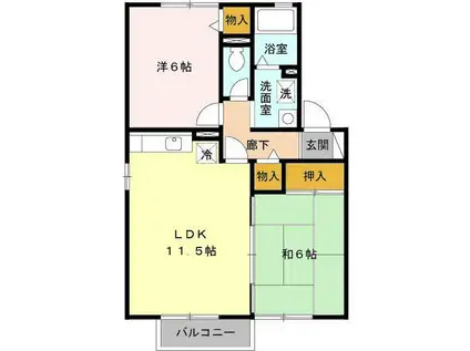 サニープレイスIB(2LDK/2階)の間取り写真