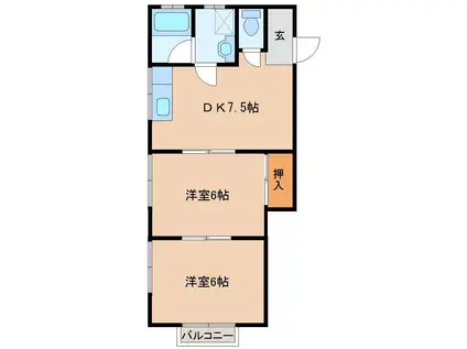 サンビアーズ(2DK/2階)の間取り写真