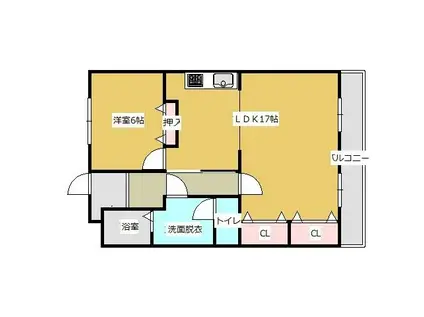 くさみ一木ビル(1LDK/7階)の間取り写真