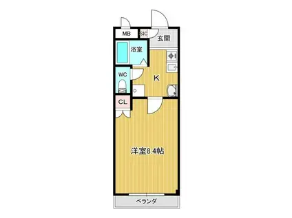 レジデンス赤坂(1K/1階)の間取り写真