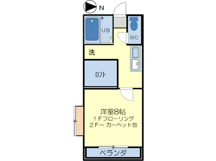 サンタフェ45(1K/2階)の間取り写真