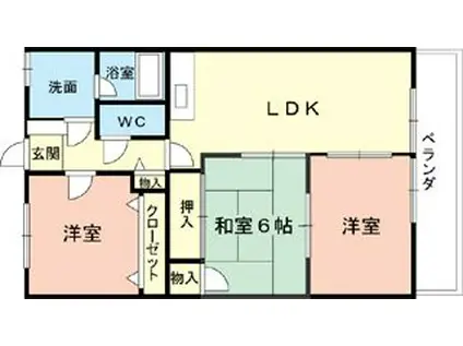 カサ・デ・わさII(3LDK/3階)の間取り写真