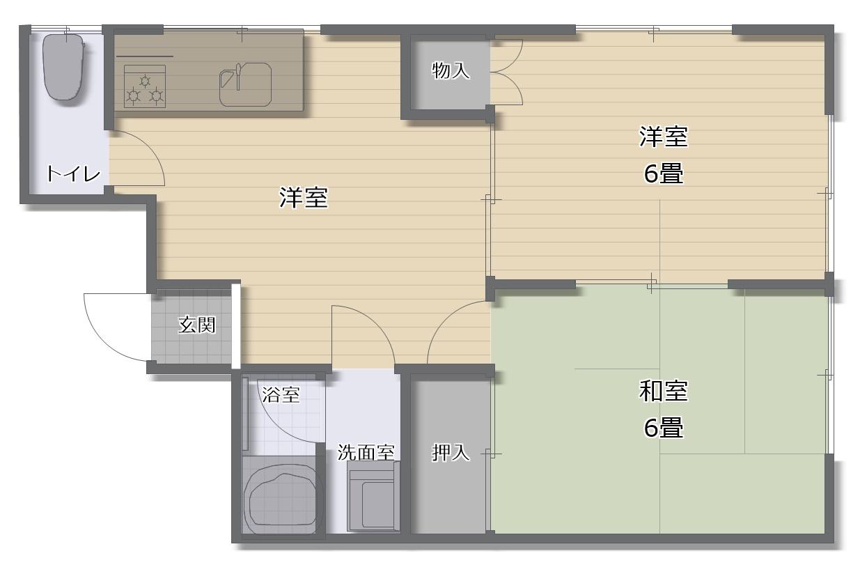 イマージュ(2DK/1階)の間取り写真