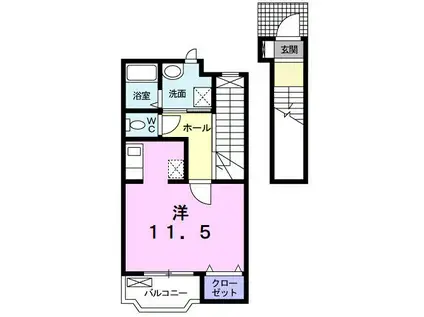セレッソ(ワンルーム/2階)の間取り写真