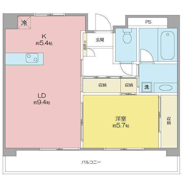 富士マンション(1LDK/8階)の間取り写真