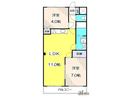 メゾンエクセル(2LDK/1階)の間取り写真