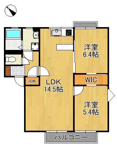 ファミール二島 A棟(2LDK/2階)の間取り写真