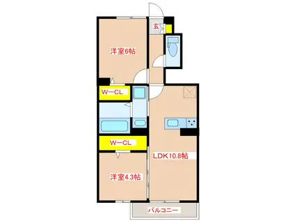リュミエール(2LDK/1階)の間取り写真