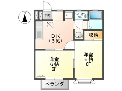 ミスズハイツ(2DK/1階)の間取り写真