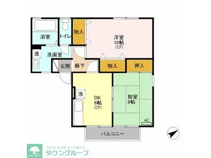 オイコス参番館(2DK/1階)の間取り写真