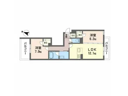 シャーメゾン フェアリーステージ(2LDK/2階)の間取り写真