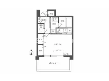 グロリア自由が丘(ワンルーム/6階)の間取り写真