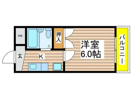 ハイネス西高蔵(1K/2階)の間取り写真