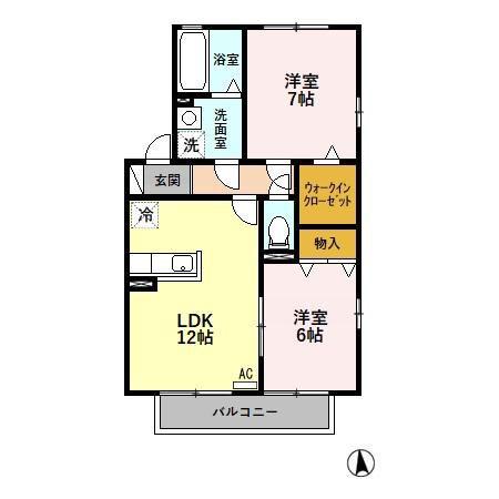 セジュール直江 A棟(2LDK/2階)の間取り写真