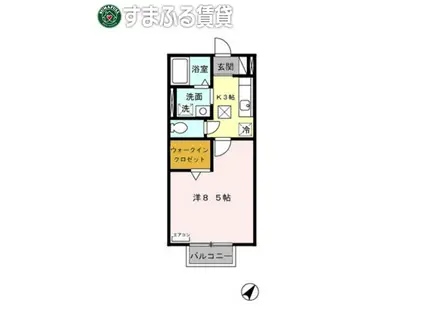 アミエーラ(1K/1階)の間取り写真