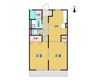 ハイムK(2DK/2階)の間取り写真