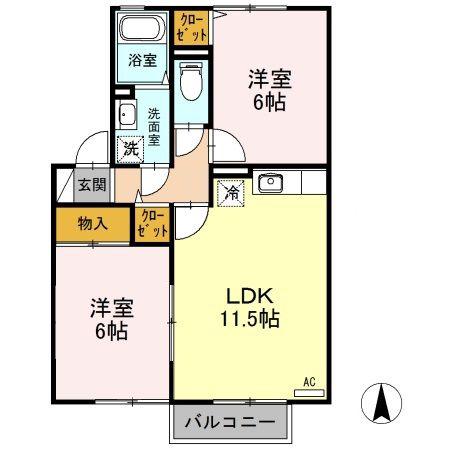 ラスリーズ(2LDK/1階)の間取り写真