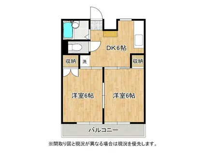 コーポマロン(2DK/1階)の間取り写真