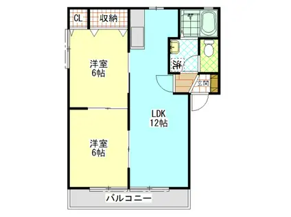 石川ハイツC(2LDK/2階)の間取り写真