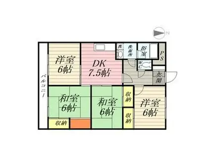 レジデンス領下(4DK/3階)の間取り写真