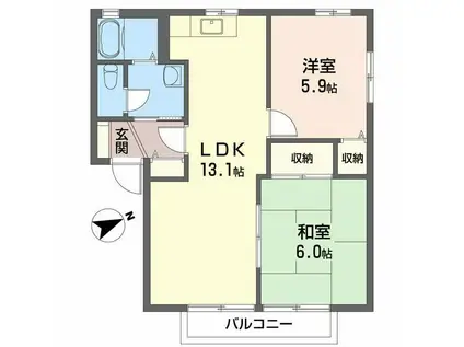 ディアス川南 A(2LDK/2階)の間取り写真