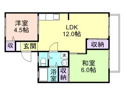 セジュールのざき E棟(2LDK/2階)の間取り写真