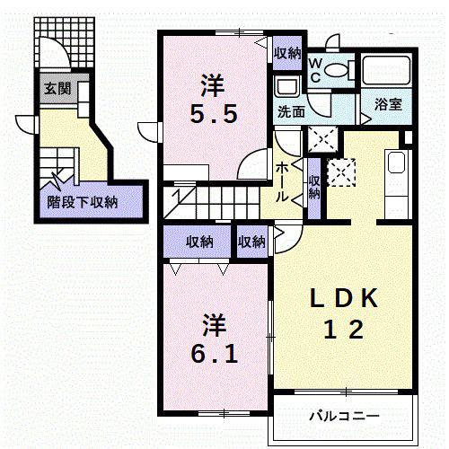シエブロン I(2LDK/2階)の間取り写真