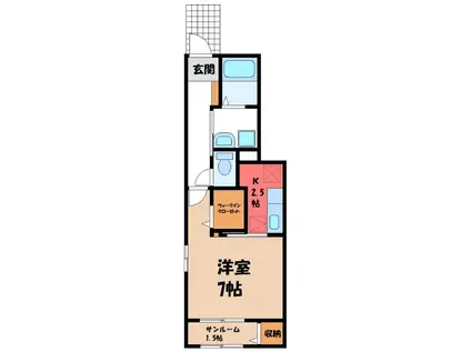 ルーツショアII(1K/1階)の間取り写真