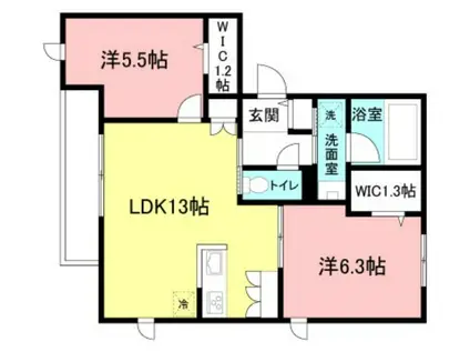 NOBLE RYUSEN(2LDK/3階)の間取り写真