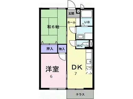 エスポワール大刀洗II(2DK/1階)の間取り写真