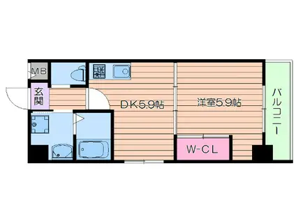 カンパニオ エサカ(1DK/5階)の間取り写真