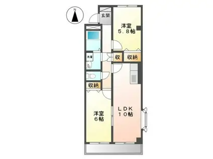 BELL CREST II(2LDK/4階)の間取り写真