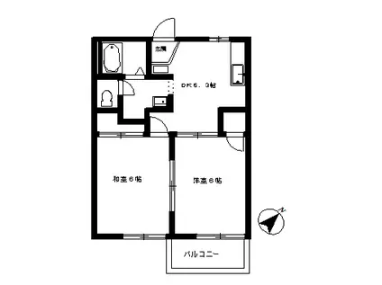クレヨンハウスII(2DK/2階)の間取り写真